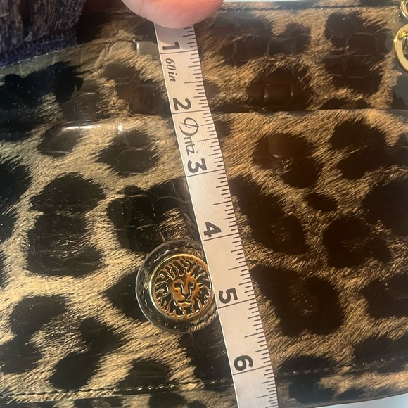 ANNE KLEIN CHEETAH PRINT PATENT LEATHER GOLD BLACK GREY PURSE CHAIN - Picture 5 of 7